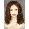 Medium Auburn Color Curly Human Hair Full Lace silk top full lace wigs